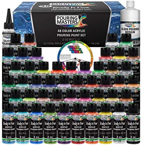Pouring Masters 48 Color Metallic Ready to Pour Acrylic Pouring Paint Set