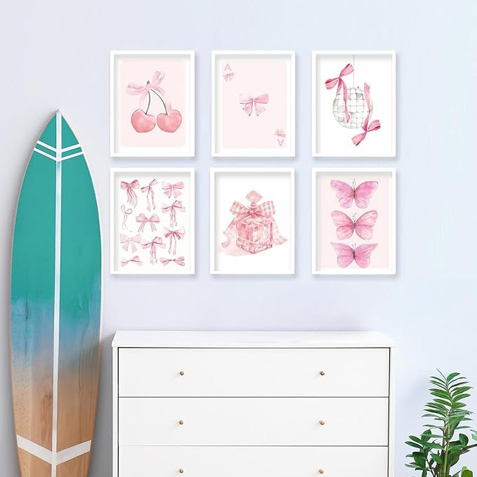 Diamond Art Kits for Adults,6 Pack Pink Bow Diamond Painting Kits 10 x 12in