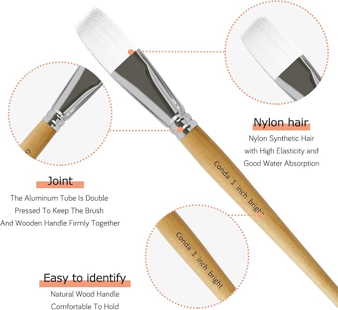 CONDA Paint Brushes Set of 24 Different Shapes Artist Brushes Professional Painting Brushes for Oil, Acrylic Canvas and Watercolor Painting (Color)