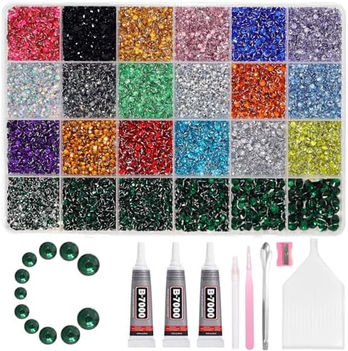 28000 Pcs Color Rhinestones Bedazzling Kit, Black Green Bedazzling Gems