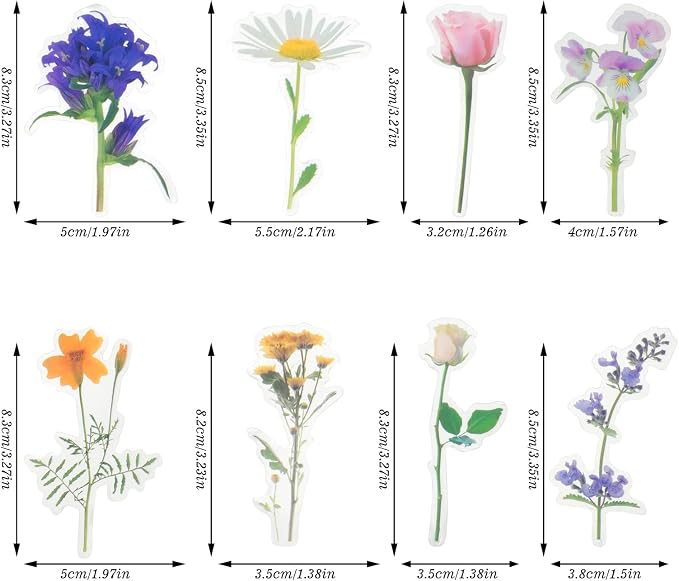 160 Natural Flower Stickers for Scrapbooking, Journals & Card Making | Self-Adhesive Floral Stickers, 80 Sheets, For Journals, Scrapbooks, Letters, Laptops And Diy Crafts