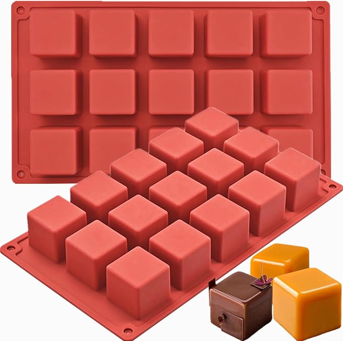 JOERSH Cube Cake Silicone Mold, 2 Pack, 1.2" x 1.2" x 1.2", 30-Cavity