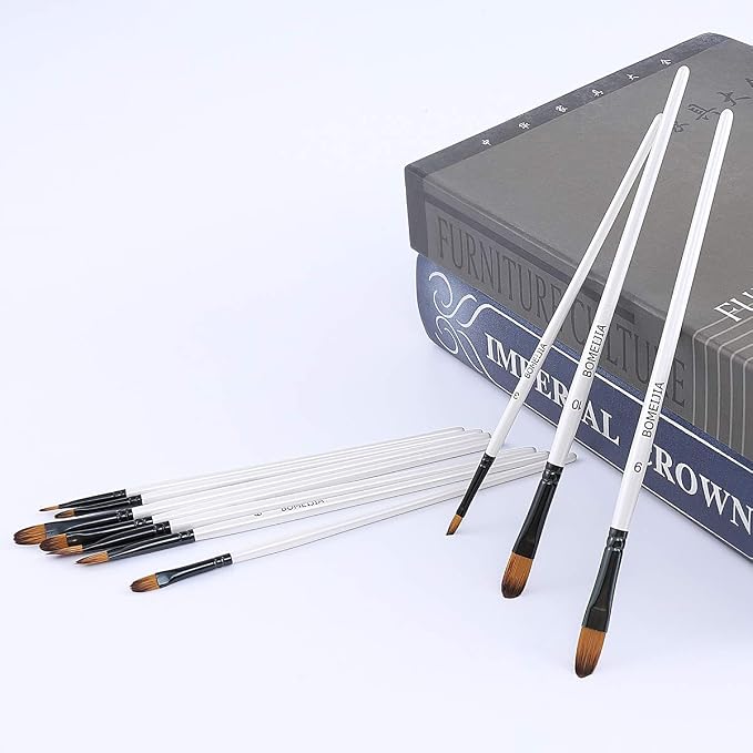 GETHPEN Filbert Paint Brushes Set, 12 PCS Artist Brush for Acrylic Oil | Filbert Artist Paint brushes, Acrylic Oil Watercolor Gouache,Professional Painting Kits with Synthetic Nylon Tips, White