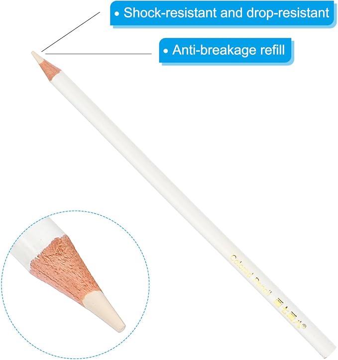 PATIKIL White Colored Pencils Set,12 Pcs Oil Color Pencils Wooden Coloring Drawing Pencil for Artists Art Painting