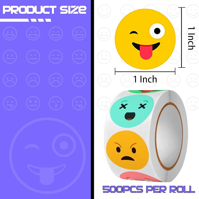 500Pcs Smiley Face Sticker Reward Stickers Rolls