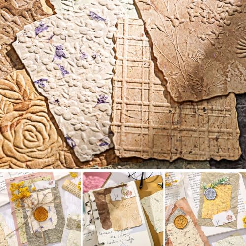 168 Pcs Textured Scrapbook Paper Supplies Vintage Embossed Rice Paper | Decoupage Craft Paper forJunk Journal Scrap Book Supplies, Cards Making, Decorative Collage Art