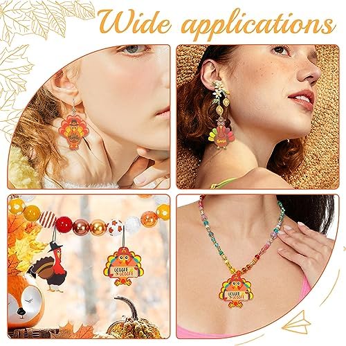 SUNNYCLUE 1 Box 16Pcs 4 Styles Thanksgiving Turkey Charms Fall Pumpkin Charm Bulk Pumpkin Chicken Holiday Food Harvest Cartoon Acrylic Charm for Jewelry Making Charms DIY Bracelet Necklace Crafts