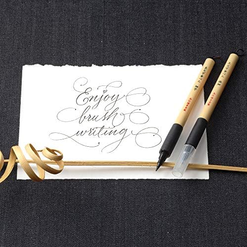 Kuretake Bimoji Fude Pen Fne, Hard brush tip,brush tip marking fude brush pen, for Calligraphy, lettering, illustration, Professional, Made in Japan