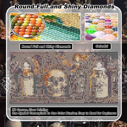 VeGuude Halloween Diamond Art Kits for Adults Home Wall Decor Gift 12x16 in
