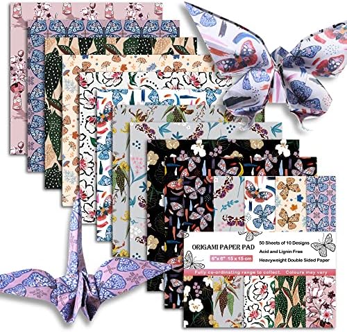 Origami Paper 6x6" Double Sided 50 Sheets 10 Colors Origami Kit,Craft Paper