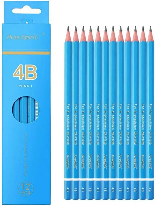 Sketch Pencils for Drawing 4B, 12pcs Professional Art Drawing Pencils for Shading, Sketching & Doodling | Graphite Pencil for Artists & Beginners