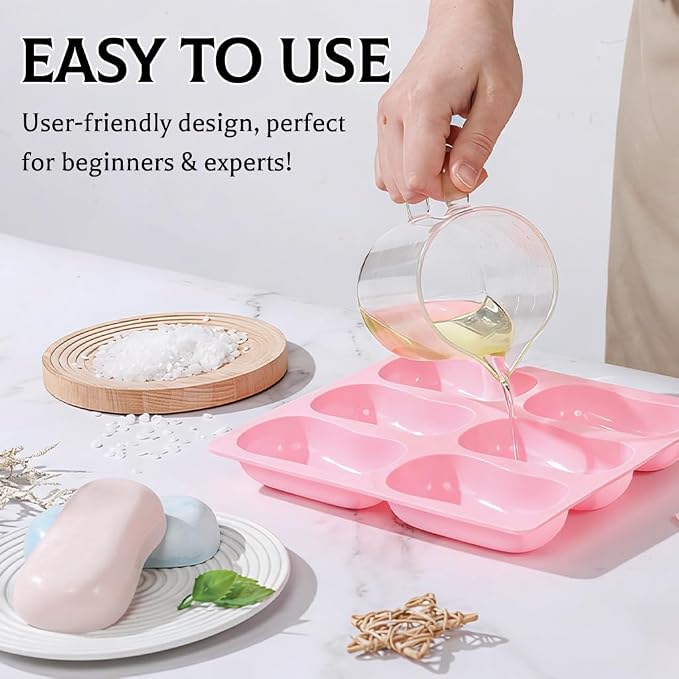 SJ Classic Soap Mold Set, 2-Pack 6-Cavity Silicone Soap Molds | For Soap Making, Bath Bombs, Wax Melts & Crafts, Food Grade Silicone, Easy Release, Reusable