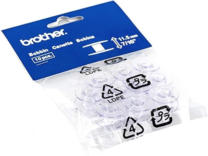 Brother Sewing and Embroidery Bobbins 10-Pack, SA156,Clear, 11.5 mm