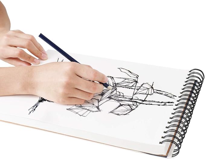 Bachmore Sketchpad 9X12 Inch (68lb/100g), 100 Sheets of TOP Spiral Bound Sketch Book for Artist Pro & Amateurs | Marker Art, Colored Pencil, Charcoal for Sketching