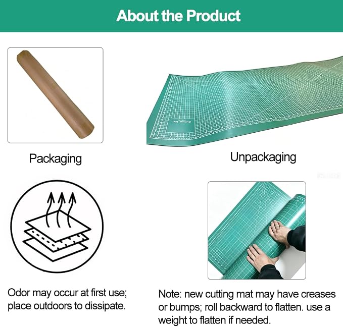 Headley Tools 39.4'' X 78.7'' Thickened Self Healing Cutting Mat, Rotary Cutting Sewing Mat for Crafts, Durable 5-Ply Table Cutting Board for Fabric Quilting Leather Hobby Project, (Green)