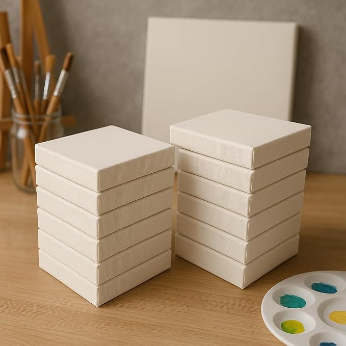 LWR CRAFTS Mini Stretched Canvas 3" X 3" Pack of 12