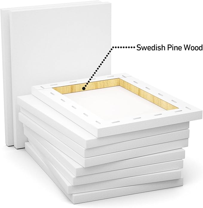 GOTIDEAL Stretched Canvas, 5x7 Inch Set of 10, Primed White | 100% Cotton Artist Canvas Boards for Painting, Acrylic Pouring, Oil Paint Dry & Wet Art Media