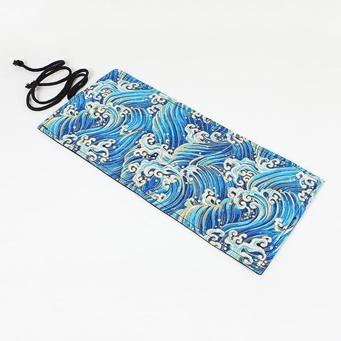 DIYOMR 12/24/36/72 Slots Pencil Wrap Pencil Rolls，Artist Colored Pencils Roll Up Bag Short Brushes Pouch Case Pencils Organizer Drawing Coloring & Sketching，No Pencils (Blue Ocean，12slots) (PCD1098)