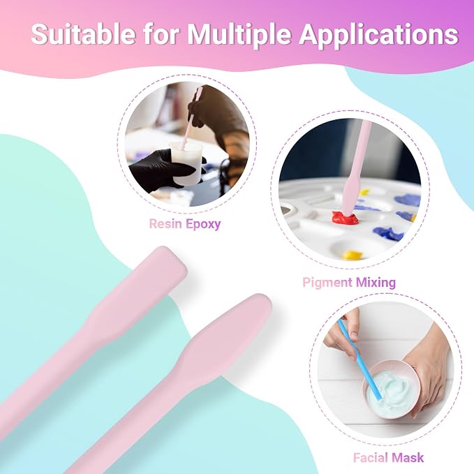 Gartful 9PCS Large Silicone Stir Sticks for Epoxy Resin, Reusable Mixing Sticks for Paint, Glue, Glitter, Waxing, Tumbler Making, Art Craft Supplies, Facial Mask Applicator, Pink