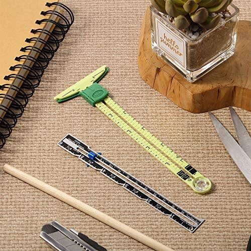Frienda 4 Pieces Sewing Gauge with Sliding Marker, 5-in-1 Measuring Ruler