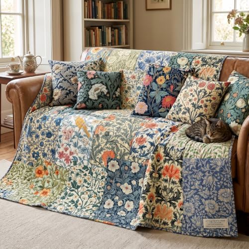 HunnmingRe 20 Pcs 10''x10'' William Morris Flower Quilting Fabric Square