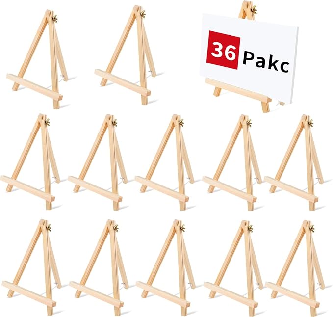 36 PCS 9 Inches Tabletop Easels,Wood Easels, Easel Stand for Painting Canvases, Art, and Crafts, Tripod, Painting Party Easel, Tabletop Easels for Painting, Portable Canvas Photo Picture Sign Holder