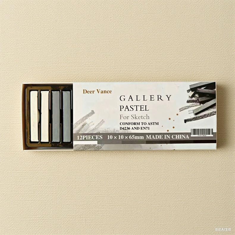 Gallery Pastel for Sketch Grey Tone, 12 Pieces Soft Pastel Sticks Set