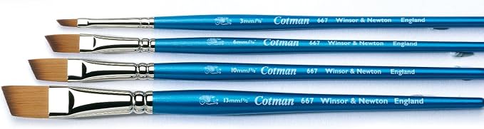 Winsor & Newton Cotman Brush Set, 5-Piece, Round, Rigger, Fan & Angle