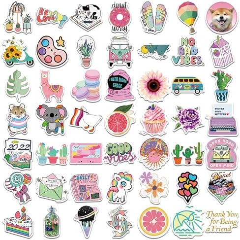 Girl's Black and White Stickers Pack 50 PCS Waterproof Water Bottle Laptop Skateboard Phone Computer Stickers for Teens Kids
