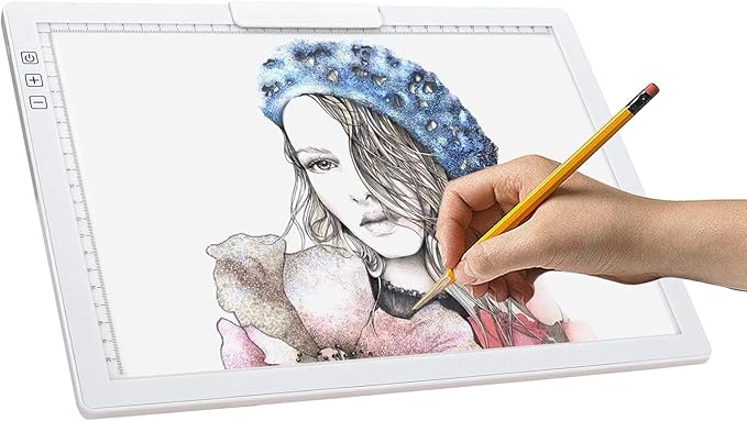 YINGWOND Rechargeable A4 LED Light Pad w/Built-in Riser Stands, 6 Levels of Brightness, Type-c Charging Port, Evenly Illuminated Light Box for Tracing, and Diamond Painting- (White)