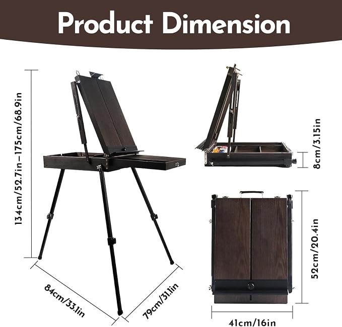 CONDA 70” French Easel with Aluminum Legs, Folding Sketch Painting Easel with Drawer, Tripod Easel Stand for Painting, Sketching, Display