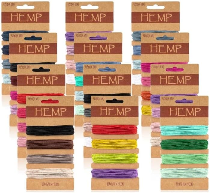 OTYMIOW 48 Colors Hemp Cord String for Jewelry Making, Natural Twine Cord Rope String for Handmade Bracelets Keychains Craft Making Accessories, 1 mm, 240 Yards in Total