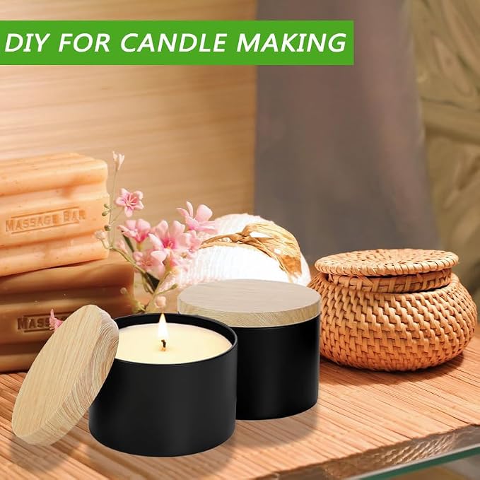 ABK 8oz Black Candle Tins,24 PCS Candle Jars with Lids for Candle Making