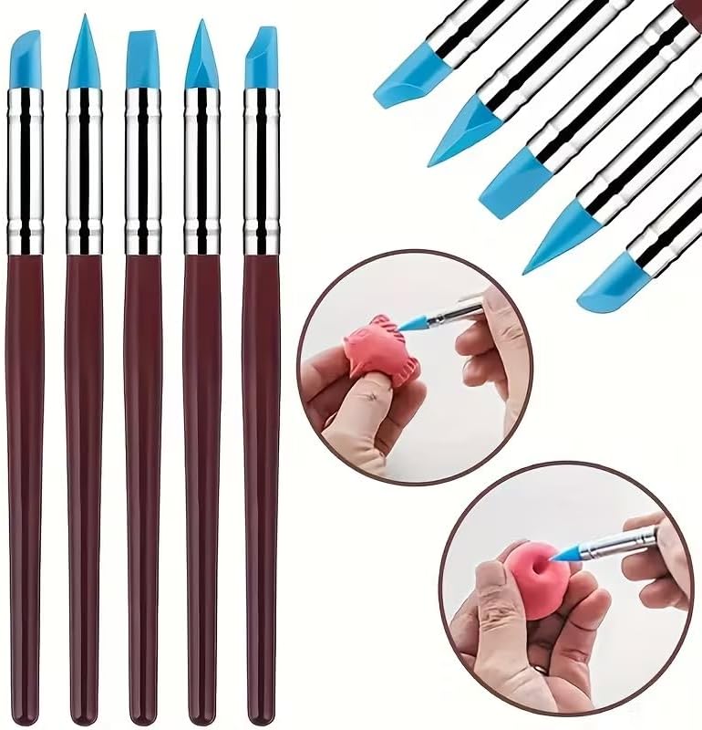 15 PCS Blue Clay Sculpting Tools Set, Professional Silicone Brushes & Dotting Tools Kit for Polymer Clay, Air Dry Clay, Pottery, Modeling & Crafting for Adult