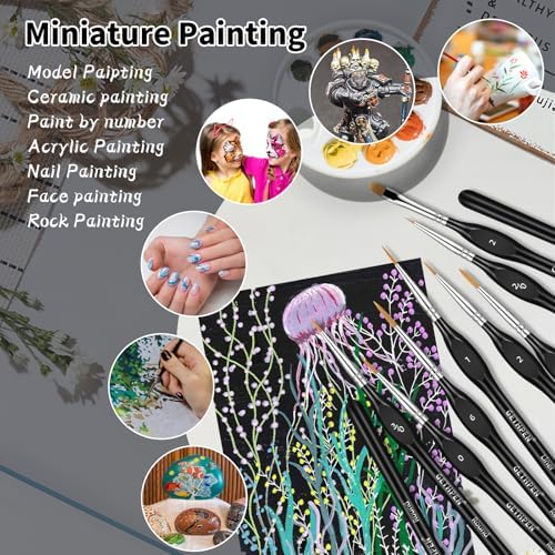 GETHPEN Miniature Paint Brushes, Micro Detail Paint Brush Set, 15pcs