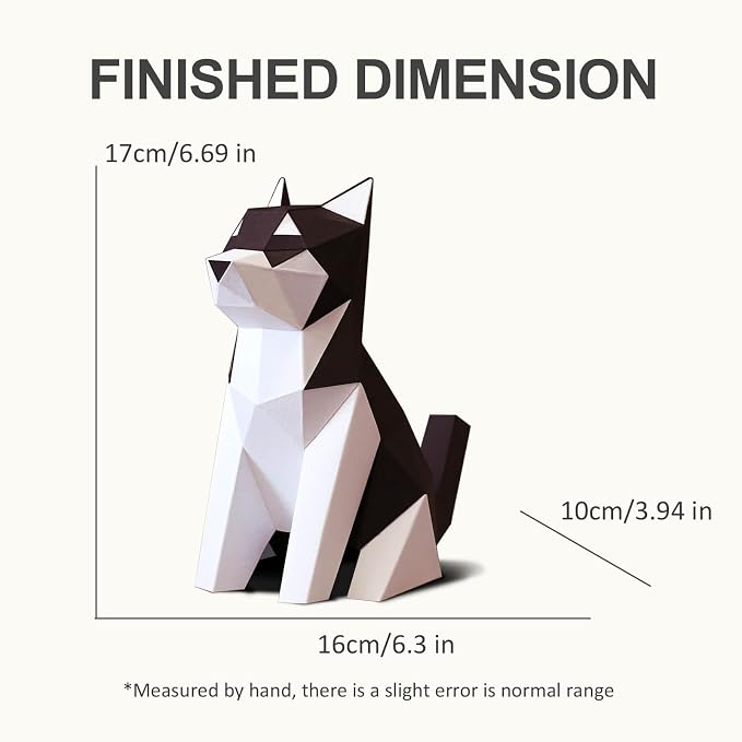 Husky 3D Origami Paper Craft Kit, Easy DIY Pre-Cut Dog Paper Sculpture Model for Adults, Cute Animal Handmade Home Decor Papercraft Gift Set for Beginners