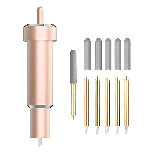 Premium Fine Point Blade Compatible with Maker 3/Maker/Explore 3/Explore Air 2/Air/One,Fine Point Blade Housing for Slicing Cuts Glitter Vinyl,Cardstock,Faux,Adhesive Foil,Vellum and Etc（Gold）