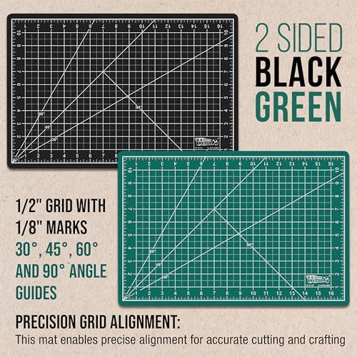 U.S. Art Supply 12"x18" Self-Healing Cutting Mat 5-Ply 2 Pack Green/Black
