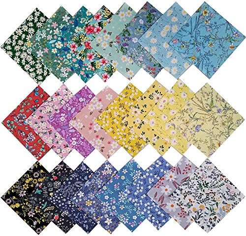 8"x8" 25pcs Cotton Fabric Squares for Sewing Quilting Supplies-Floral