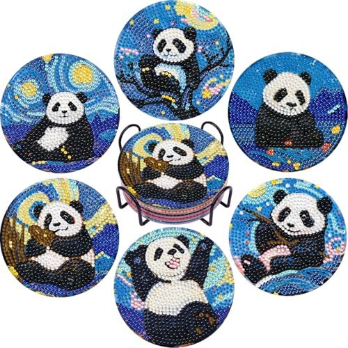Leatrice 6PCS Diamond Art Coasters Small Diamond Painting Kits for Adults