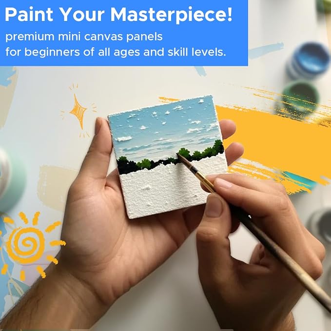 Mini Canvas for Painting 4x4 inch, 56 Pack Bulk Small Painting Canvases | Blank Canvas Panels, Gesso Primed Acid-Free 100% Cotton for Oil, Watercolor, Acrylic, Art Supplies for All Skill Level