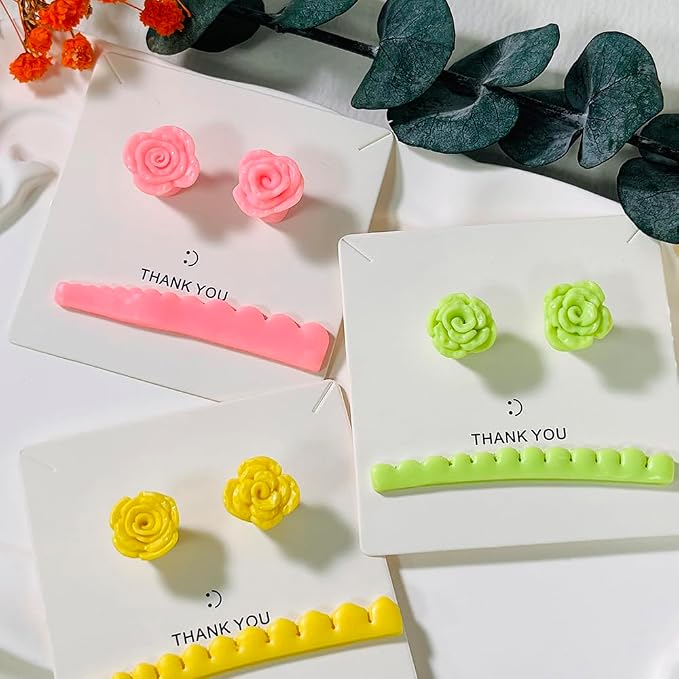 Xaekicr 3pcs Rose Petal Clay Cutters Set – Polymer Clay Cutters for Flower Earrings, Clay Molds for Jewelry Making, Clay Tools for DIY Art Projects