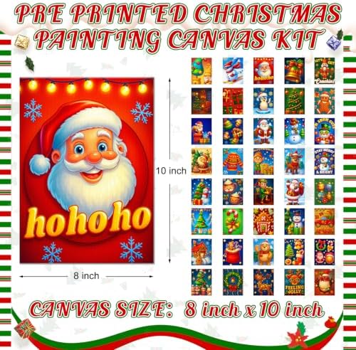 Harloon 36 Pcs Afro Queen Pre Drawn Canvas 8x10,Warm Christmas