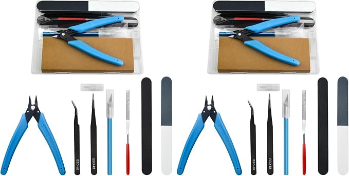 Professional 8 PCS Model Tools Kit Modeler Basic Tools Craft Set Hobby Building Tools Kit for Gundam Car Model Building Repairing and Fixing(A) (Pack of 2)