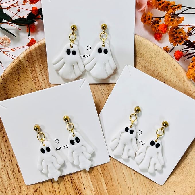 Xaekicr Halloween Ghost Polymer Clay Cutters – 3 Pcs Spooky Clay Cutters for Earrings and DIY Crafts, Polymer Clay Tools for Jewelry Making