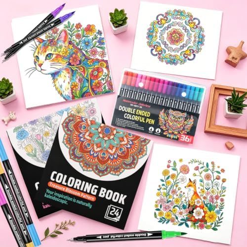 Swear Coloring Book for Adults with 36 Colors Watercolor & Drawing Pens