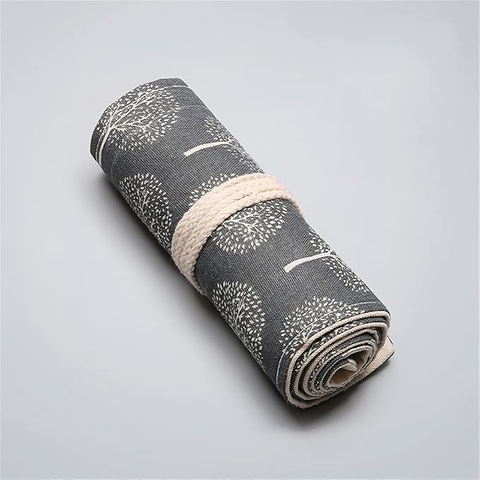 DIYOMR 24/36/72 Slots Pencil Wrap Pencil Rolls, Artist Colored Pencils Roll Up Bag Short Brushes Pouch Case Pencils Organizer for Drawing Coloring and Sketching,No Pencils (Trees, 72slots)