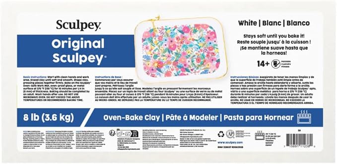 Sculpey Original Oven-Bake Clay, Great for Modeling, Sculpting, and School Projects, White, 8 lb. (Pack of 3)