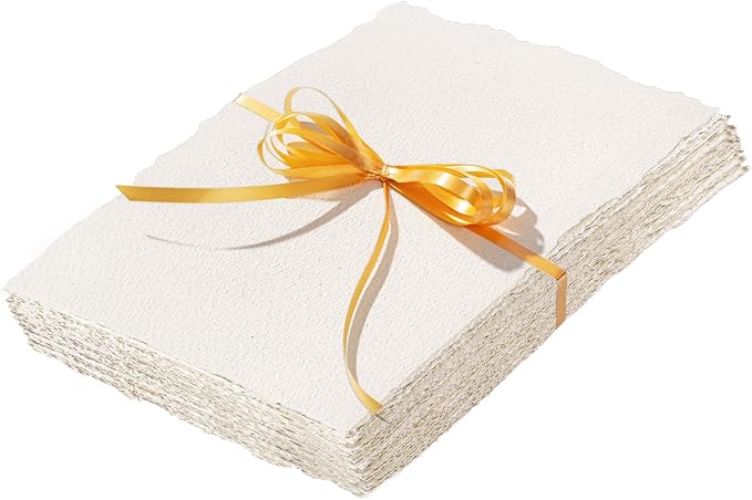 50 Sheets Deckle Edge Paper 5 x 7 in, 160 GSM Handmade Paper