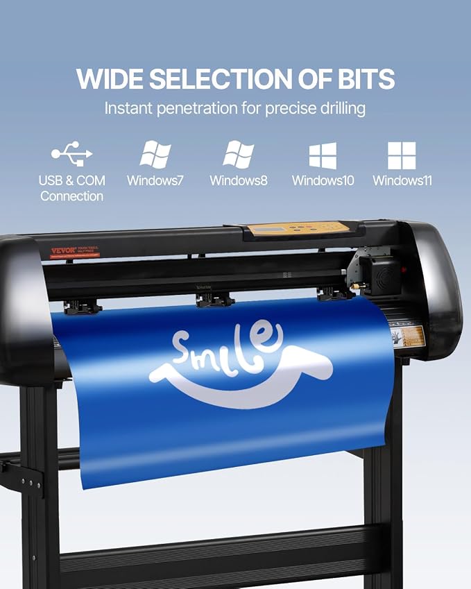 VEVOR Vinyl Cutter Machine Upgraded 28" Paper Feed Cutting Plotter Bundle | Compatible with Windows System, Adjustable Force & Speed Vinyl Printer with Powerful Stepper Motors, Signmaster Software